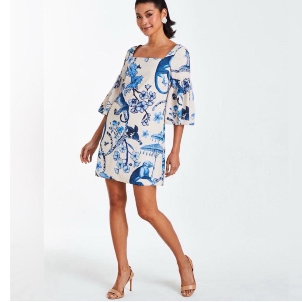 Mestiza New York Blue Floral Square-Neck Mini Dress